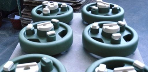 green and white wheels used for refractory coatings