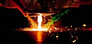 close-up of melted metal