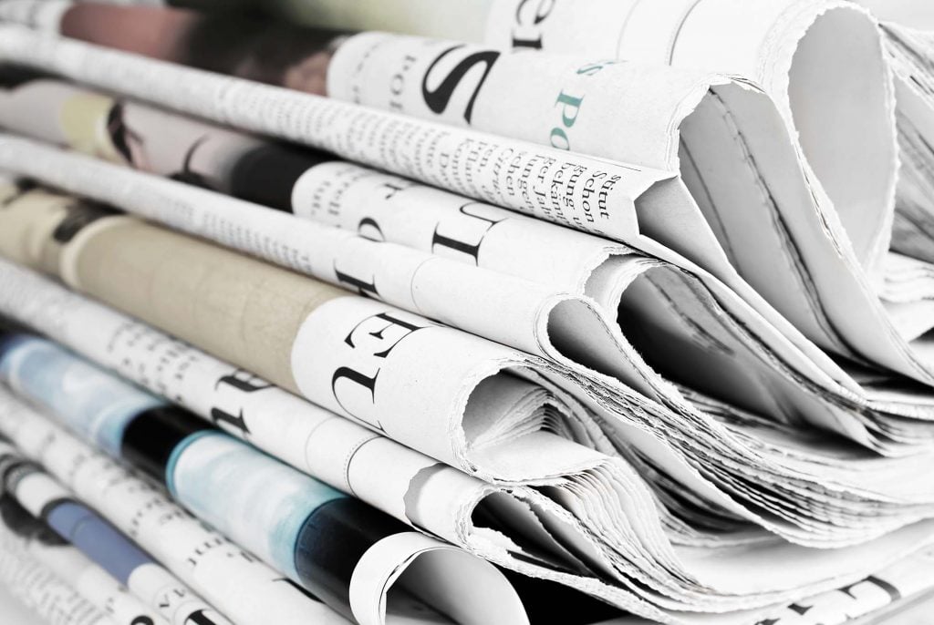 close-up of a bunch of newspaper