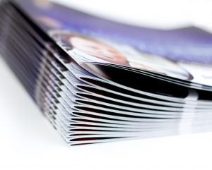 close up of paper brochures