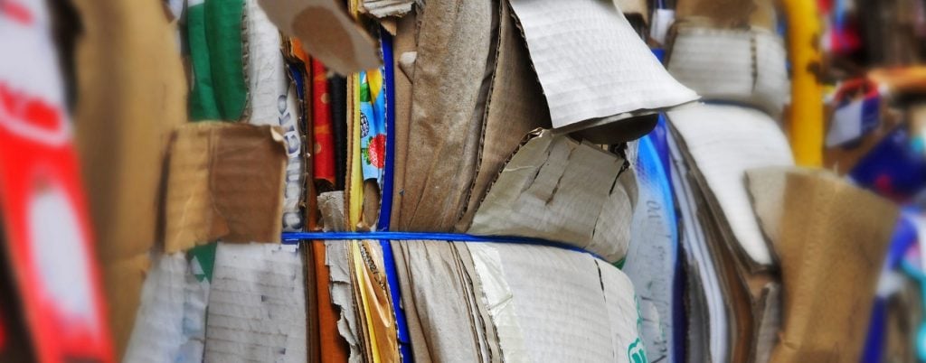 close up of colorful recycled paper