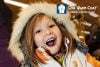 smiling girl and one warm coat logo in right corner