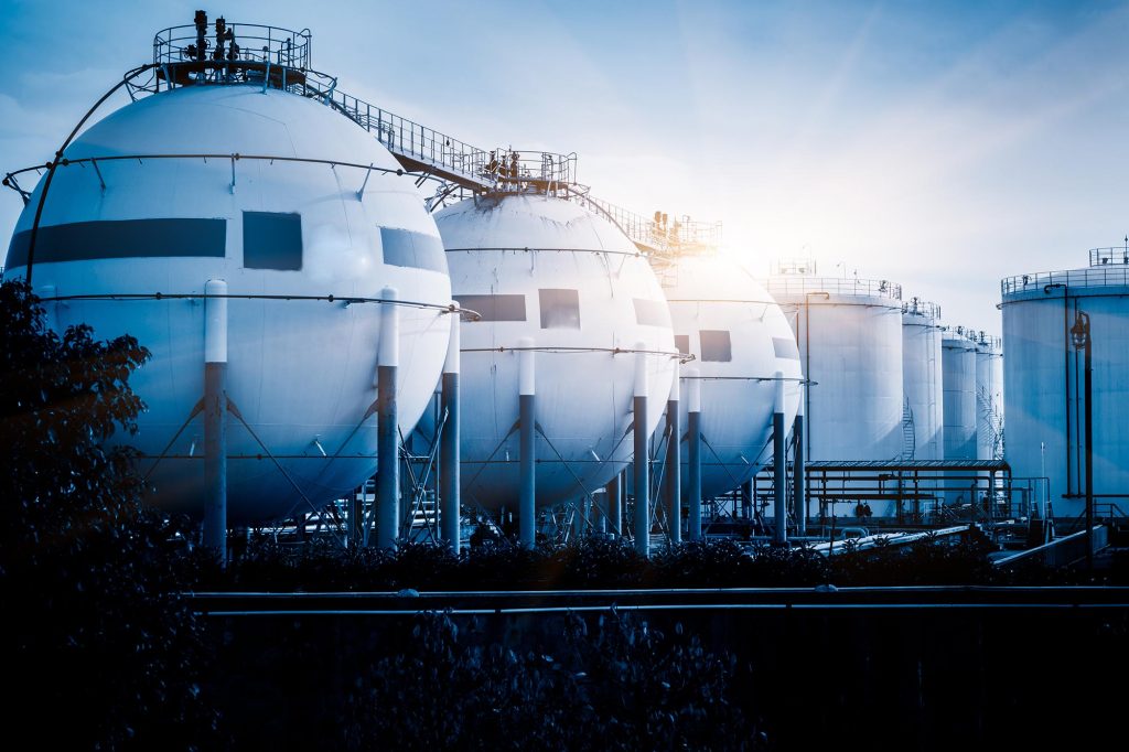 basic chemical tanks in sunset