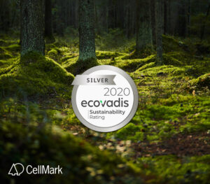 ecovadis silver rating medal 2020 on green forest background