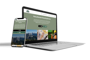 mockup of rocky mountain recycle services website on laptop and smartphone