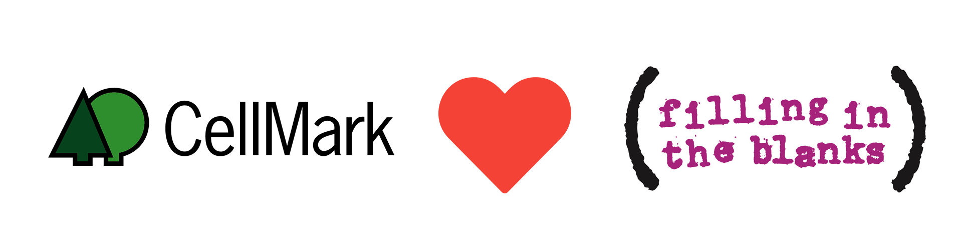 cellmark and filling in the blanks logo in combination with a read heart